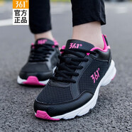 361度女鞋運動鞋女輕便透氣網(wǎng)面跑步鞋減震夏季網(wǎng)鞋361女士休閑鞋R 黑色/杜鵑粉2210 37