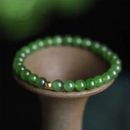 御玉華庭天然和田碧玉手串單圈蘋(píng)果綠18k黃金轉運珠佛珠手鏈女生 14K包金款 6mm