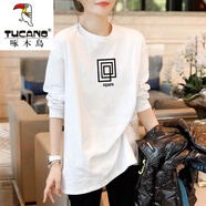 啄木鳥（TUCANO）棉長(zhǎng)袖T恤女磨毛厚款白色中長(zhǎng)款寬松2025新款衛(wèi)衣上衣打底衫 057白色 M