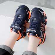 絳天 品牌童鞋休閑兒童運動(dòng)鞋青少年帥氣小朋友鞋子下雨天穿的防水跑步鞋中大童小學(xué)生時(shí)尚潮鞋波鞋 藍橘色 28