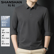 SHANSHAN杉杉高彈免燙男士長(zhǎng)袖t恤男翻領(lǐng)秋冬季polo體恤衫商務(wù)休閑打底衫 深灰 L(175/92A)
