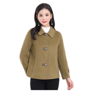 瞬婭（shunya）潮牌雙面羊毛絨大衣女短款2023新款小個(gè)子修身顯瘦呢子毛呢短外套 棕色 M