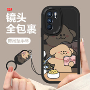 天美嘉 適用OPPOReno6手機殼reno6pro+新款女ins創(chuàng  )意卡通線(xiàn)條小狗全包鏡頭防摔保護套軟硅膠高級簡(jiǎn)約 經(jīng)典黑-吃飯小黃A黑【配吊墜掛繩】 RENO6