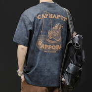 古先森重磅短袖t恤男士寬松大碼潮牌夏季2026新款潮流純棉圓領(lǐng)男裝體恤 黑色 L 【130-145斤】