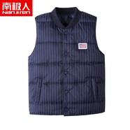 南極人兒童羽絨馬甲背心秋冬男女童中大小童輕薄羽絨服內(nèi)膽寶寶保暖馬夾 豎條藏青 170 適合身高150-160CM
