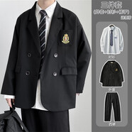 望了型 高中生成人禮服西裝男生套裝DK制服男西裝外套班服韓版潮流帥氣西服學(xué)生jk西裝男套裝 外套+襯衫+西褲+同款領(lǐng)帶 M