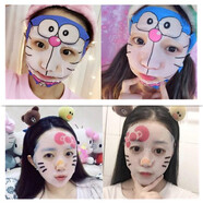 梵貞可愛(ài)卡通動(dòng)物補水保濕小孩的男孩女童兒男女童面膜女孩 4片kitty貓+4片叮當貓