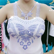 掉帶背心新款女美背吊帶歐洲站2020春夏季新款韓版時(shí)尚洋氣背心燙鉆美背吊帶打底女潮a 白底藍鉆（常規無(wú) 絨） 小碼 (80-120斤)