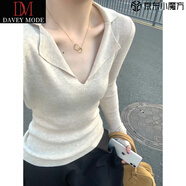DAVEY MODE2025新款女秋冬小眾針織衫設計感打底衫女早秋季修身內搭長(cháng)袖上衣 燕麥色【zt】 M