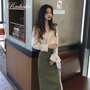 Radinka2025春秋新款智性風女神范御姐氣質颯套裝女通勤上衣包臀裙子SMY 綠色半身裙 XL