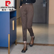 皮爾卡丹（pierre cardin）毛呢西裝褲女春秋冬2023新款女褲子呢子哈倫褲女寬松小個子蘿卜褲 咖啡色 M 27