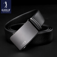 高爾夫（GOLF）牛皮皮帶針扣男士皮帶真牛皮腰帶禮盒男式褲帶送男友父親節(jié)禮物 雙面頭層牛皮黑槍色4965