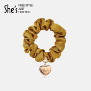 She's茜子發(fā)飾心形丸子頭發(fā)圈大腸圈女頭花頭繩馬尾皮筋綁頭發(fā)發(fā)繩頭飾 姜黃色B1