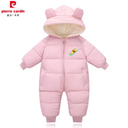 皮爾卡丹（pierre cardin）新生嬰兒冬季外出抱衣冬天加厚衣服棉服小寶寶保暖連帽連體衣 NK熊粉色 雙拉鏈開檔加絨加厚 90cm 90(建議12-24個月)