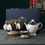 家小優(yōu)景德鎮高檔美式咖啡杯套裝禮盒復古歐式咖啡杯子套裝陶瓷高顏值精 六杯碟勺帶架+大壺禮盒裝