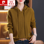 皮爾卡丹（pierre cardin）秋冬衛(wèi)衣帽衫女寬松大版顯瘦短款長(zhǎng)袖加厚毛衣連帽套頭羊毛針織衫 橄欖綠 4XL 【建議158175斤穿】