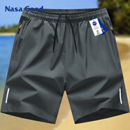 NASA GOOD短褲男士夏季純色百搭潮流運(yùn)動(dòng)薄款透氣彈力寬松五分褲子 灰3XL