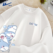 回力衛衣男春秋季設計感重磅外套圓領(lǐng)潮牌卡通鯊魚(yú)學(xué)生男女款大碼上衣 白色(大星星鯊胸右下標) L /175(回力潮牌 品質(zhì)保障)