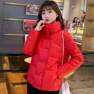 SHXI新款立領(lǐng)棉衣女短款冬季韓版寬松棉襖輕薄棉服百搭女外套時(shí)尚 紅色 2XL 建議【117-129】斤