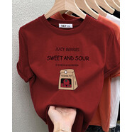 恒源祥2025新款正肩磨毛短袖T恤女時(shí)尚百搭加厚上衣純棉打底衫春秋冬季 洋紅色（字母番茄款 磨毛款） 3XL