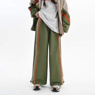 森女部落城市輕戶(hù)外豎條紋露營(yíng)風(fēng)登山褲山系休閑褲潮初秋新款女裝 綠色（單件） S