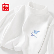 名創(chuàng  )優(yōu)品（MINISO）半高領(lǐng)打底衫男秋冬青少年男裝長(cháng)袖T恤男女情侶加厚絨德長(cháng)袖體恤 【加厚半高領(lǐng)】白色(折紙飛機胸標) 3XL (體重180-205斤)