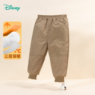 迪士尼寶寶（Disney Baby）童裝男童夾棉長褲時尚米奇保暖褲子舒適保暖24年冬新品 卡其 24個月/身高90cm