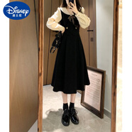 迪士尼12歲女大童新年衣服15初中學(xué)生13少女孩學(xué)院風(fēng)紅色連衣裙秋冬長(zhǎng)裙 黑色 170 M【建議75-100斤】