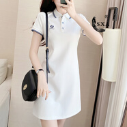 SXA香港潮牌短袖氣質(zhì)連衣裙女2025夏季新款小個(gè)子運(yùn)動(dòng)休閑打底一步裙 白色  M