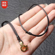 佛牌鏈子蠟皮繩手編吊墜繩子單掛快拆扣泰國(guó)佛牌鏈掛墜繩項(xiàng) 黑色2毫米粗金色快拆扣