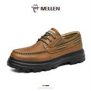 名郎馬丁靴男冬季新款英倫風(fēng)真皮靴子男 卡其色 【皮鞋尺碼】 38