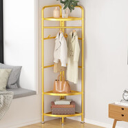 密林衣帽架落地鐵藝衣架臥室轉(zhuǎn)角置物架扇形簡易掛衣架 轉(zhuǎn)角衣帽架金色