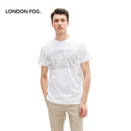 倫敦霧春季新品全棉時(shí)尚休閑合身短袖T恤圓領(lǐng)印花logo潮T恤上衣男 白色A1 48/M/165