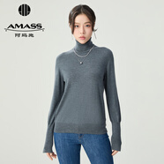 阿瑪施（AMASS）女裝3D無縫一線成衣 高領(lǐng)純羊毛衫上衣女5399471 灰 M (3碼)