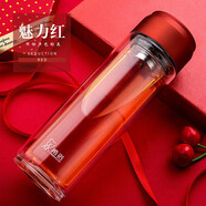 希諾（HEENOOR)雙層玻璃杯辦公車載透明水杯帶蓋大容量杯子 免費(fèi)刻字