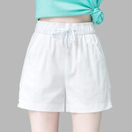 妥妮休閑短褲女新款夏季高腰短褲女寬松顯瘦韓版休閑五分褲女褲潮 白色【品質(zhì)】 發(fā)1件 L 建議95-110斤