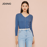 嬌鼎（JDING）商場(chǎng)同款 條紋針織衫修身長(cháng)袖拼接 海軍風(fēng)針織開(kāi)衫CJRH338 藍色CJRI308B8 M -100-110斤