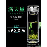 鋼盾鋼化玻璃杯水杯防摔男泡茶杯子水晶杯喝茶玻璃杯子玻璃杯雙層水杯 【水晶蓋】短網(wǎng) 320ml