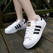 阿迪達(dá)斯 （adidas）三葉草正品女鞋2025春夏經(jīng)典貝殼頭板鞋條紋小白鞋輕便舒適休閑鞋 FU7712/金標(biāo)貝殼頭/白色 36