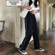 億梵莎夏天褲子女學(xué)生初中生高中生少女生春秋款松緊腰運(yùn)動休閑褲長褲子女 圖片色 均碼