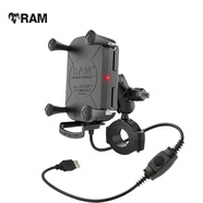 RAM摩托車手機(jī)支架 無線充電自動智能感應(yīng)10W快充減震支架越野必備 新款抱箍套裝