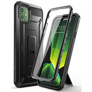 SUPCASE 蘋果iphone系列增強(qiáng)防摔手機(jī)殼全包殼膜一體化設(shè)計(jì)防摔帶背夾 【蘋果 11】裂漆黑-含支架帶面殼