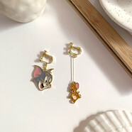 戚小米卡通可愛(ài)貓和老鼠耳釘女網(wǎng)紅氣質(zhì)學(xué)生簡(jiǎn)約小巧流蘇耳飾套裝 不對(duì)稱貓和老鼠-耳夾
