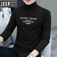 JEEP SPIRIT吉普純棉高領(lǐng)打底衫男士春秋新款莫代爾長(zhǎng)袖t恤修身內(nèi)衣秋衣上衣 【高領(lǐng)】黑色 L
