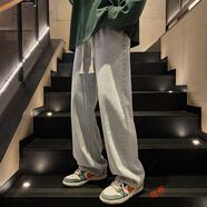 煋程褲子男春秋季牛仔褲男潮流百搭直筒寬松闊腿褲美式復(fù)古休閑褲長(zhǎng)褲 淺藍(lán)色常規(guī) XL (建議體重125-135斤)