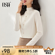 歐莎（OSA）【多色可選】半高領(lǐng)長袖T恤女士2025年秋冬季內(nèi)搭打底衫上衣百搭 米白色A S