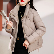 南極人羽絨服女2024新款免洗短款加厚顯瘦白鴨絨韓版寬松立領(lǐng)小防寒服 卡其 2XL