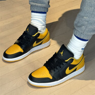 耐克（NIKE）Air Jordan 1 Low Retro AJ1午夜藍男女復古低幫運動休閑籃球鞋 553558-072黑黃 44 (280mm)