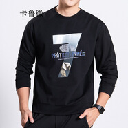 卡魯微胖子肥佬特大碼T恤男寬松春季長袖T恤男圓領(lǐng)休閑體恤打底衫春秋印花加肥大碼肥佬230斤 數(shù)字7款 L適合140-160斤