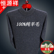 恒源祥羊毛絨衫半高 領秋冬男裝純山羊毛圓 領毛衣中年男針織父親純?nèi)?灰色_優(yōu)質毛衣純?nèi)?00 170/84AL純?nèi)?00
